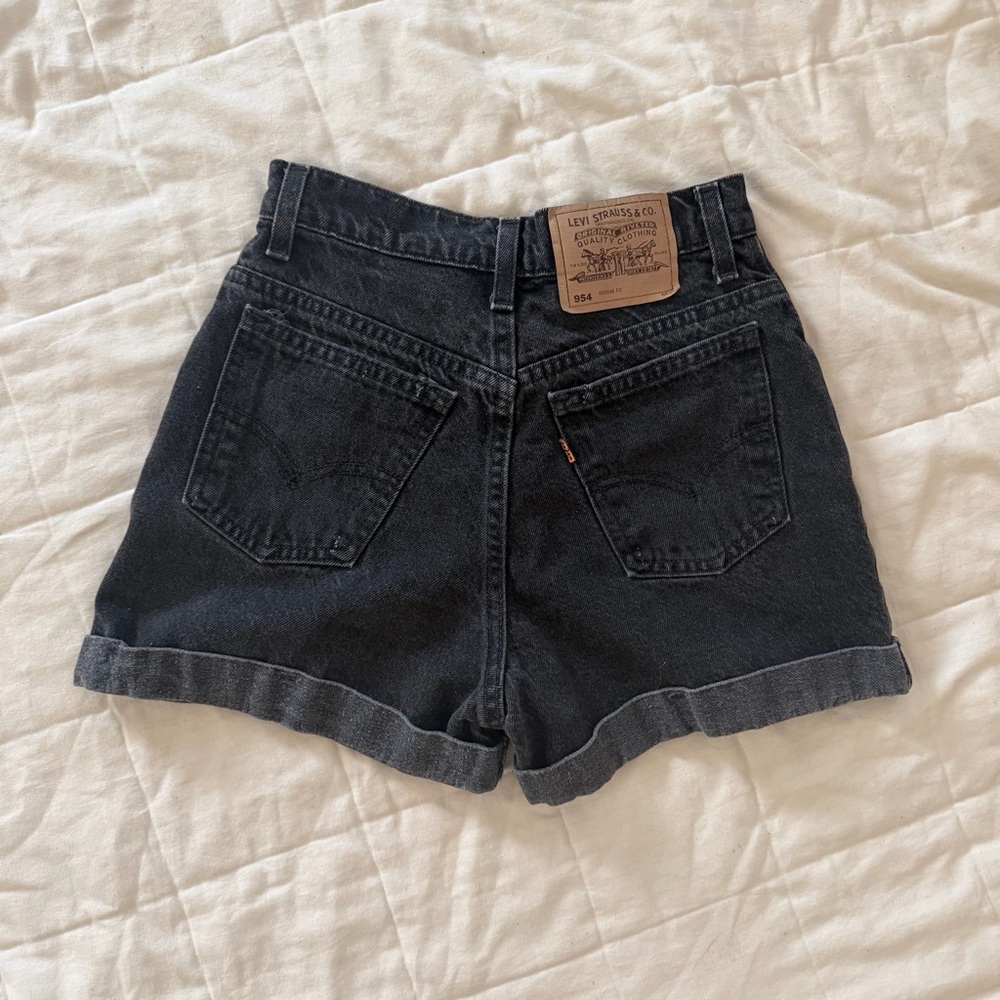 Vintage 70s Levi Black High-Waisted Denim Shorts